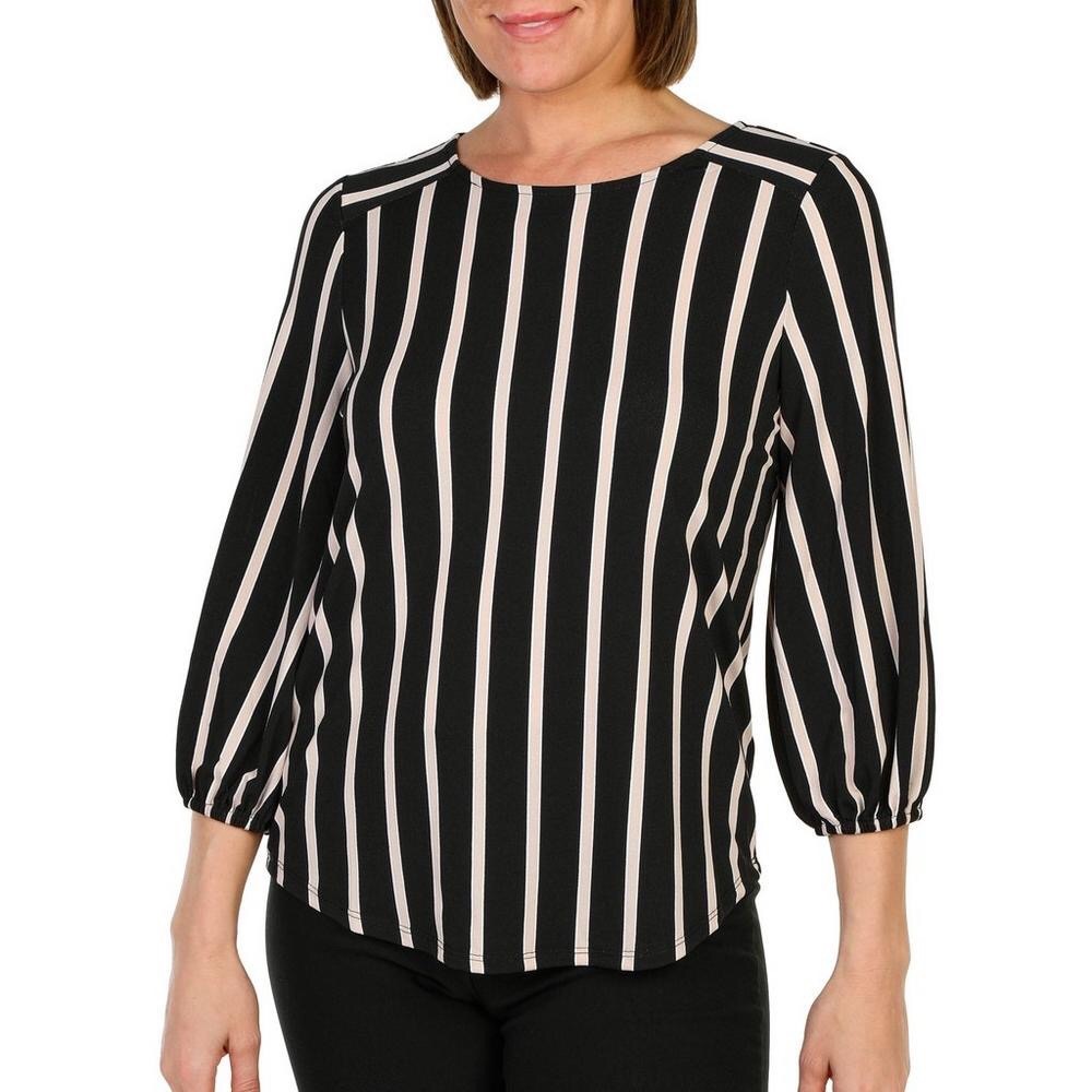 Arianna Papell 3/4 Sleeve Scoop Neck Stripe Print Top Size XL
